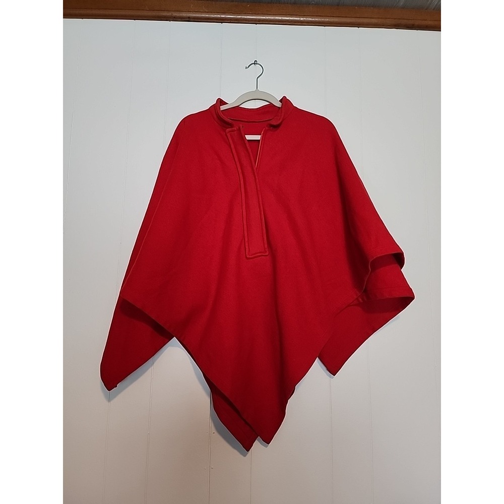 Vintage Red Wool Poncho